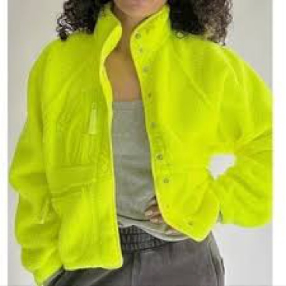 NWT! Free People FP Movement Hit The Slopes Neon Yellow Jacket Activewear Small